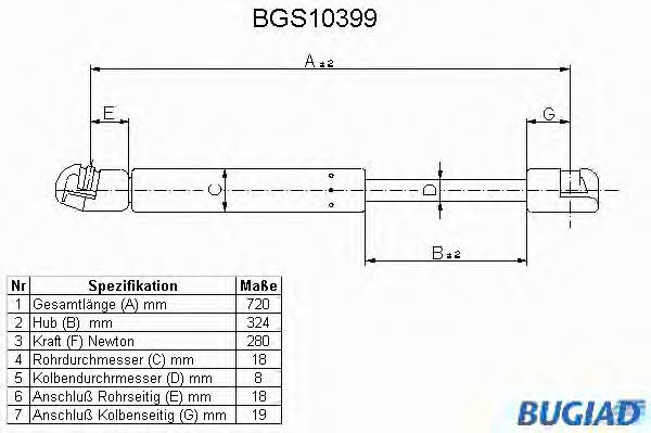 Bugiad BGS10399 Gas hood spring BGS10399: Buy near me in Poland at 2407.PL - Good price!