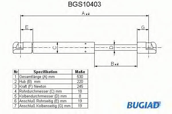 Bugiad BGS10403 Sprężyna gazowa bagażnika BGS10403: Dobra cena w Polsce na 2407.PL - Kup Teraz!