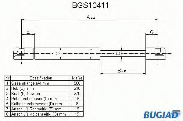 Bugiad BGS10411 Sprężyna gazowa bagażnika BGS10411: Dobra cena w Polsce na 2407.PL - Kup Teraz!
