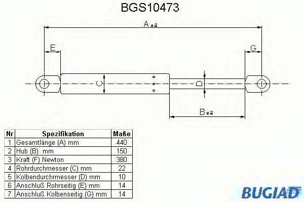 Bugiad BGS10473 Motorhaubegasdruckfeder BGS10473: Kaufen Sie zu einem guten Preis in Polen bei 2407.PL!