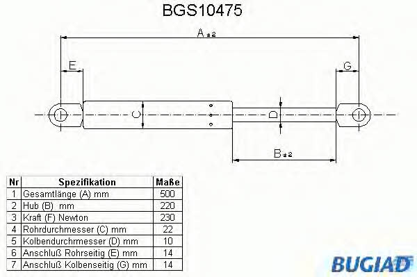 Bugiad BGS10475 Gas hood spring BGS10475: Buy near me in Poland at 2407.PL - Good price!
