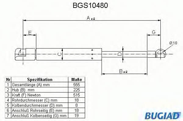 Bugiad BGS10480 Sprężyna gazowa bagażnika BGS10480: Dobra cena w Polsce na 2407.PL - Kup Teraz!