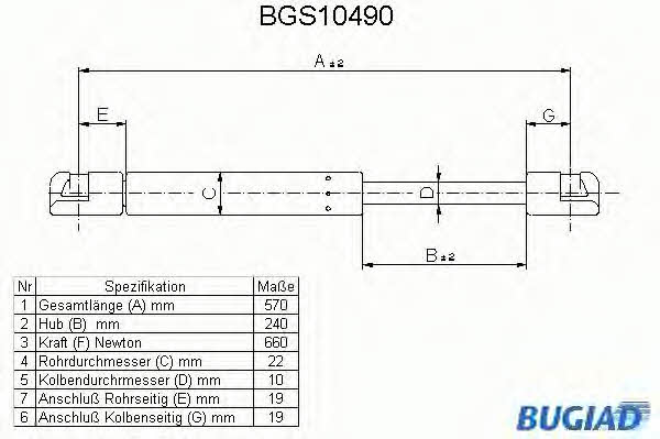 Bugiad BGS10490 Gas Spring, boot-/cargo area BGS10490: Buy near me in Poland at 2407.PL - Good price!