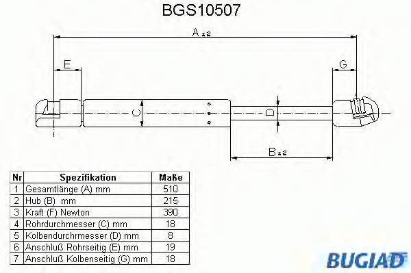 Bugiad BGS10507 Sprężyna gazowa bagażnika BGS10507: Dobra cena w Polsce na 2407.PL - Kup Teraz!