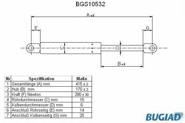 Bugiad BGS10532 Gas hood spring BGS10532: Buy near me in Poland at 2407.PL - Good price!