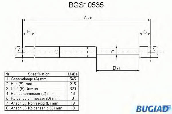 Bugiad BGS10535 Gas Spring, boot-/cargo area BGS10535: Buy near me in Poland at 2407.PL - Good price!