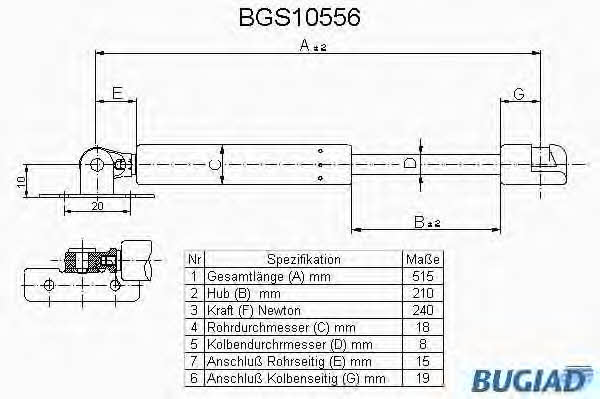 Bugiad BGS10556 Sprężyna gazowa pokrywy silnika BGS10556: Dobra cena w Polsce na 2407.PL - Kup Teraz!