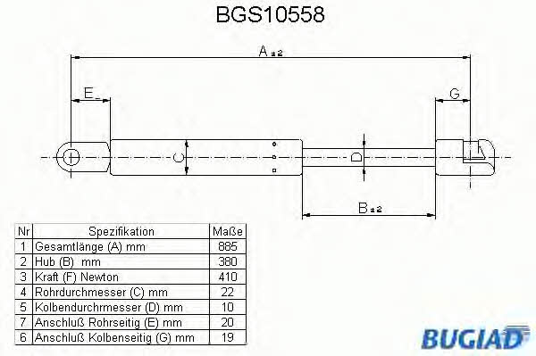 Bugiad BGS10558 Motorhaubegasdruckfeder BGS10558: Kaufen Sie zu einem guten Preis in Polen bei 2407.PL!