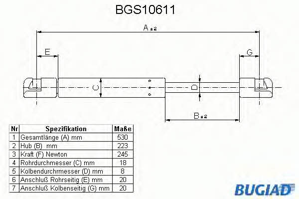 Bugiad BGS10611 Sprężyna gazowa pokrywy silnika BGS10611: Dobra cena w Polsce na 2407.PL - Kup Teraz!