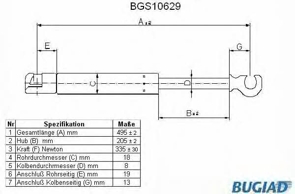 Bugiad BGS10629 Sprężyna gazowa bagażnika BGS10629: Dobra cena w Polsce na 2407.PL - Kup Teraz!