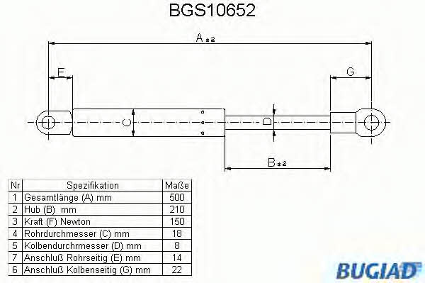 Bugiad BGS10652 Пружина газовая багажника BGS10652: Отличная цена - Купить в Польше на 2407.PL!