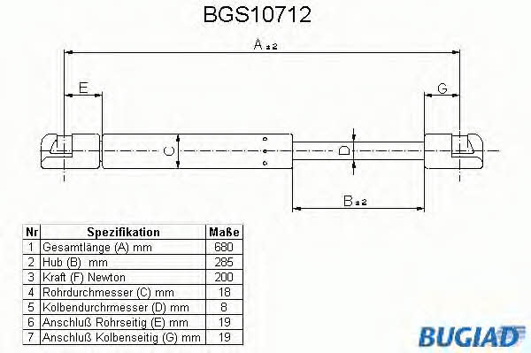 Bugiad BGS10712 Gas hood spring BGS10712: Buy near me in Poland at 2407.PL - Good price!