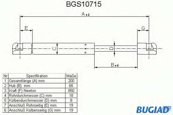 Bugiad BGS10715 Motorhaubegasdruckfeder BGS10715: Kaufen Sie zu einem guten Preis in Polen bei 2407.PL!