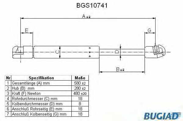 Bugiad BGS10741 Sprężyna gazowa bagażnika BGS10741: Dobra cena w Polsce na 2407.PL - Kup Teraz!