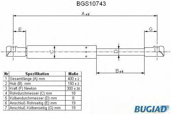 Bugiad BGS10743 Motorhaubegasdruckfeder BGS10743: Kaufen Sie zu einem guten Preis in Polen bei 2407.PL!