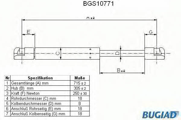 Bugiad BGS10771 Motorhaubegasdruckfeder BGS10771: Kaufen Sie zu einem guten Preis in Polen bei 2407.PL!