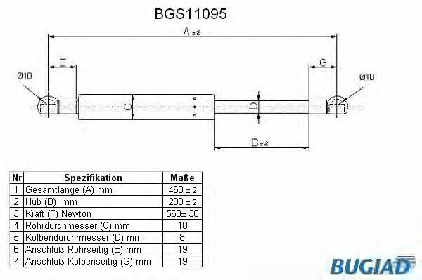 Bugiad BGS11095 Пружина газова багажника BGS11095: Приваблива ціна - Купити у Польщі на 2407.PL!