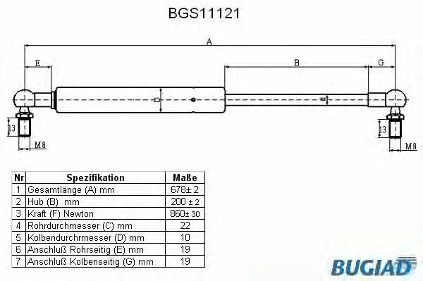 Bugiad BGS11121 Sprężyna gazowa bagażnika BGS11121: Dobra cena w Polsce na 2407.PL - Kup Teraz!