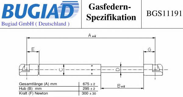 Bugiad BGS11191 Gas hood spring BGS11191: Buy near me at 2407.PL in Poland at an Affordable price!