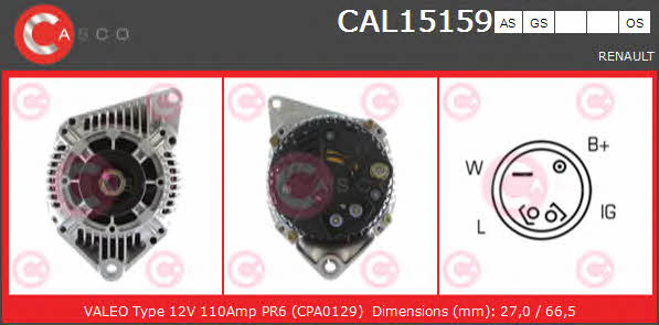 Casco CAL15159AS Alternator CAL15159AS: Buy near me in Poland at 2407.PL - Good price!