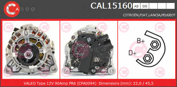 Casco CAL15160AS Alternator CAL15160AS: Buy near me in Poland at 2407.PL - Good price!