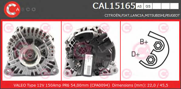 Casco CAL15165AS Alternator CAL15165AS: Buy near me in Poland at 2407.PL - Good price!