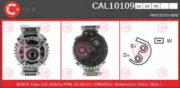 Casco CAL10109AS Alternator CAL10109AS: Buy near me in Poland at 2407.PL - Good price!