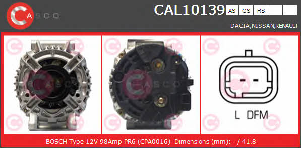 Casco CAL10139AS Alternator CAL10139AS: Buy near me in Poland at 2407.PL - Good price!