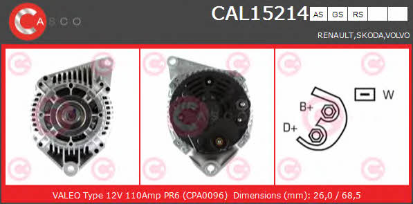 Casco CAL15214AS Alternator CAL15214AS: Buy near me in Poland at 2407.PL - Good price!