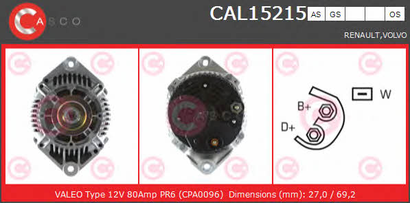 Casco CAL15215AS Alternator CAL15215AS: Buy near me in Poland at 2407.PL - Good price!