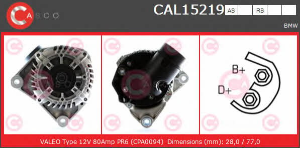 Casco CAL15219AS Alternator CAL15219AS: Buy near me in Poland at 2407.PL - Good price!