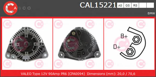 Casco CAL15221GS Alternator CAL15221GS: Buy near me in Poland at 2407.PL - Good price!