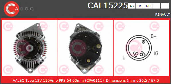 Casco CAL15225GS Alternator CAL15225GS: Buy near me in Poland at 2407.PL - Good price!