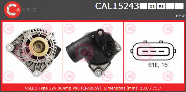 Casco CAL15243RS Alternator CAL15243RS: Buy near me in Poland at 2407.PL - Good price!