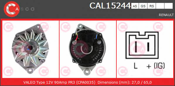 Casco CAL15244AS Alternator CAL15244AS: Buy near me in Poland at 2407.PL - Good price!