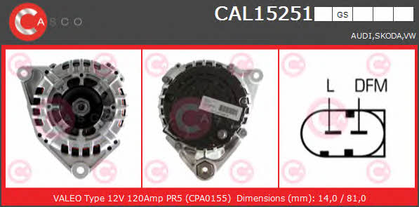 Casco CAL15251GS Alternator CAL15251GS: Buy near me at 2407.PL in Poland at an Affordable price!