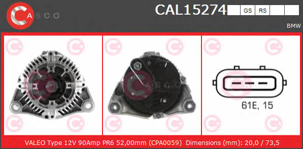 Casco CAL15274RS Alternator CAL15274RS: Buy near me in Poland at 2407.PL - Good price!