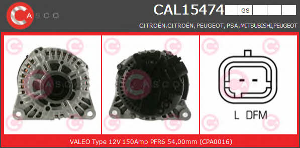 Casco CAL15474GS Alternator CAL15474GS: Buy near me in Poland at 2407.PL - Good price!