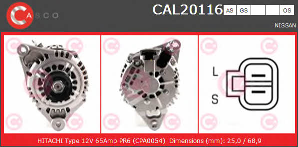 Casco CAL20116AS Alternator CAL20116AS: Buy near me in Poland at 2407.PL - Good price!