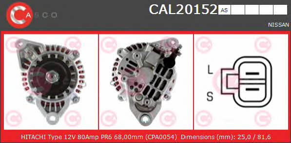 Casco CAL20152AS Alternator CAL20152AS: Buy near me in Poland at 2407.PL - Good price!
