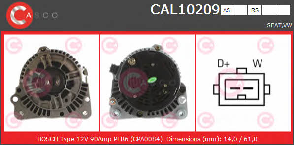 Casco CAL10209AS Alternator CAL10209AS: Buy near me in Poland at 2407.PL - Good price!