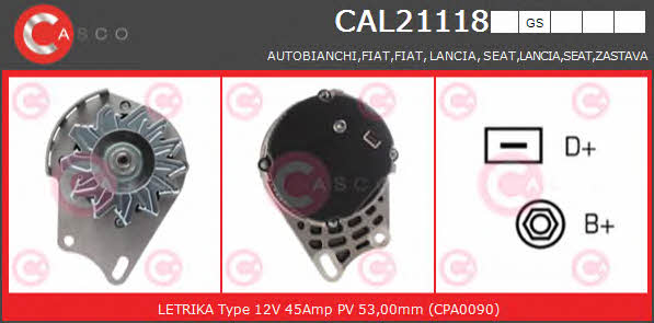 Casco CAL21118GS Генератор CAL21118GS: Приваблива ціна - Купити у Польщі на 2407.PL!