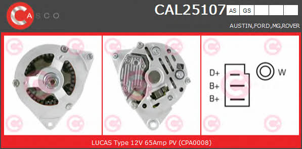 Casco CAL25107AS Alternator CAL25107AS: Buy near me in Poland at 2407.PL - Good price!