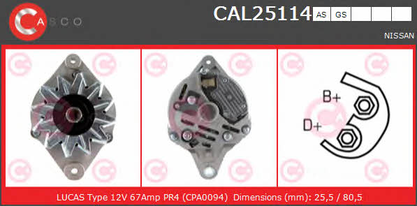 Casco CAL25114AS Alternator CAL25114AS: Buy near me in Poland at 2407.PL - Good price!