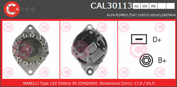 Casco CAL30113GS Alternator CAL30113GS: Buy near me at 2407.PL in Poland at an Affordable price!