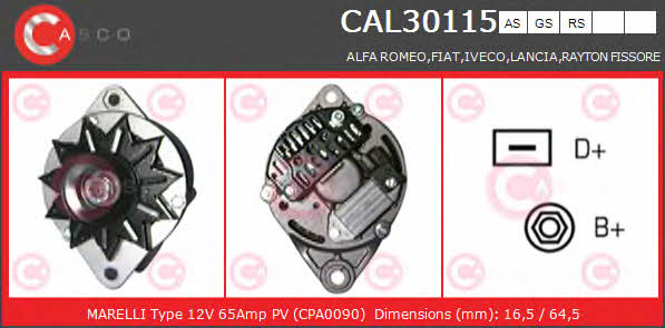 Casco CAL30115AS Alternator CAL30115AS: Buy near me in Poland at 2407.PL - Good price!