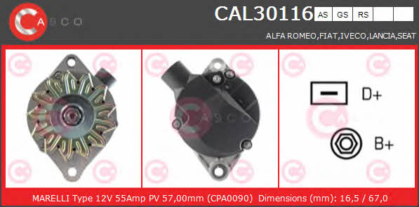 Casco CAL30116AS Alternator CAL30116AS: Buy near me in Poland at 2407.PL - Good price!