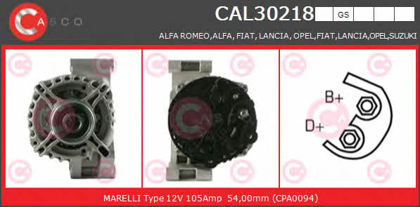 Casco CAL30218GS Alternator CAL30218GS: Buy near me in Poland at 2407.PL - Good price!