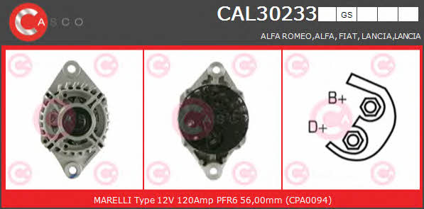 Casco CAL30233GS Alternator CAL30233GS: Buy near me in Poland at 2407.PL - Good price!