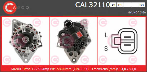 Casco CAL32110GS Alternator CAL32110GS: Buy near me at 2407.PL in Poland at an Affordable price!